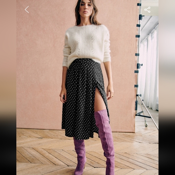 Sezane Susanna Kid Mohair/ Wool Green White Knit Cardigan - Picture 3 of 11